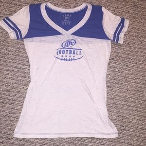 Miller Lite Blue & White Football Burnout Top